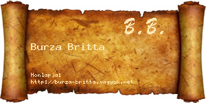 Burza Britta névjegykártya